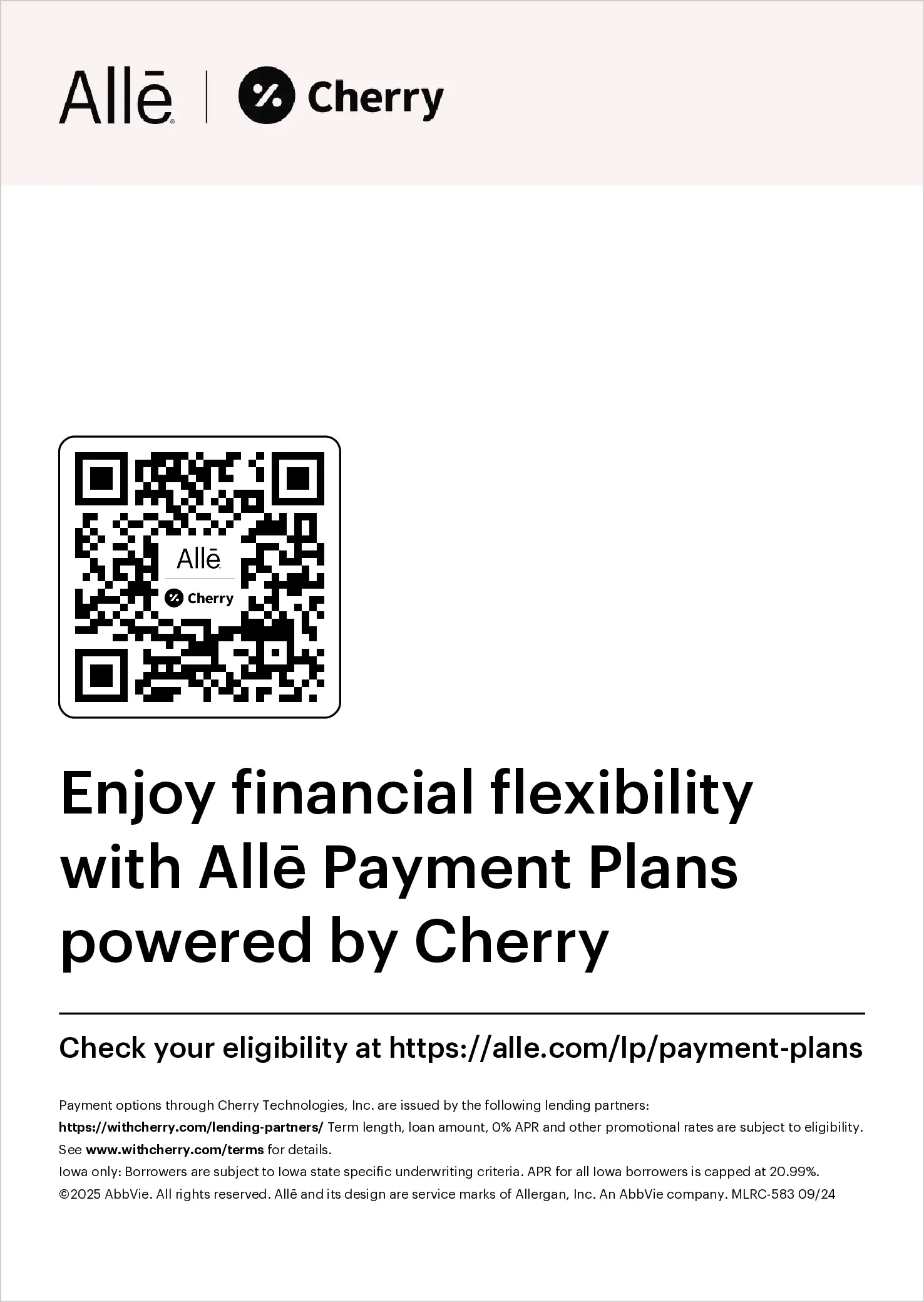 Alle Payment Plans Powered by Cherry at A Perfect Finnish Medical Spa in Tracy, CA